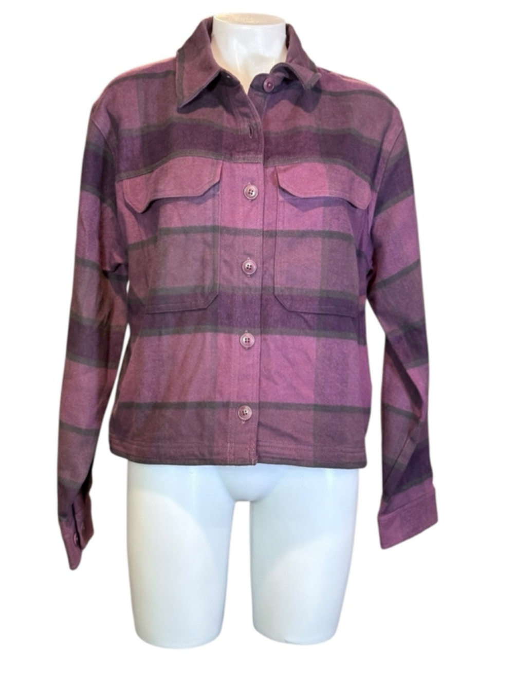 Women's The North Face Flannel Shirt XXL Purple Gray Plaid